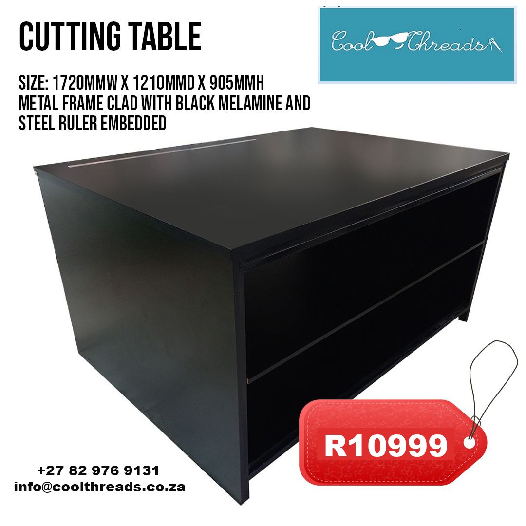 Metal Frame Clad With Black Melamine And Steel Ruler Embedded Cutting Table